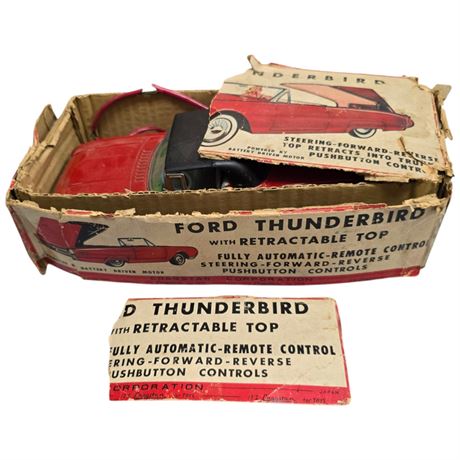 Vintage Tin Litho Remote Control Ford Thunderbird