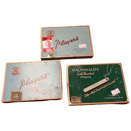 3 Vintage Tobacco Tins, Players & MacDonalds