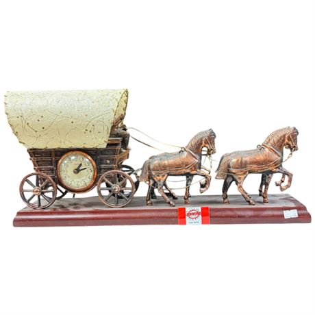 Vintage United Horse Drawn Carriage Lamp With Fiber Glass Shade
