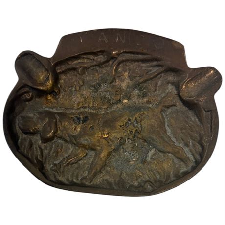 Vintage Brass Ianco Ashtray With Embossed Hunting Dog
