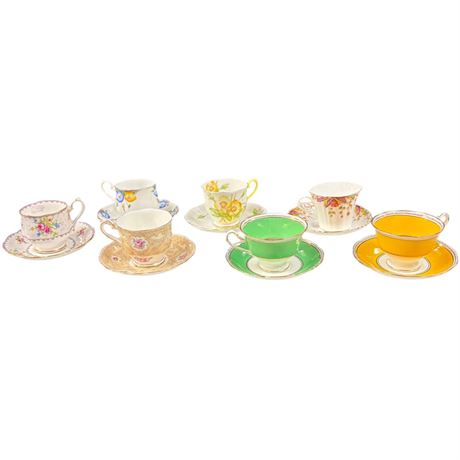 7 Assorted Royal Albert Tea Cups & Saucers