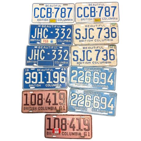 Assorted Vintage B.C License Plates
