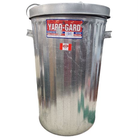 Vintage Metal Garbage Can, With Lid