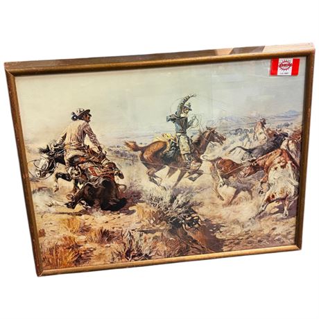 Vintage Framed Print "Cowboy Wranglers"