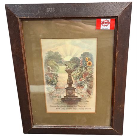 Vintage Framed Print In Advertising Frame "Sunlife Office" Established 1810