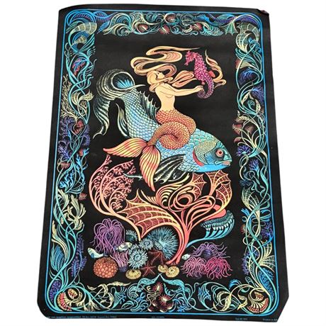 Vintage Sea Nymph Black Light Poster