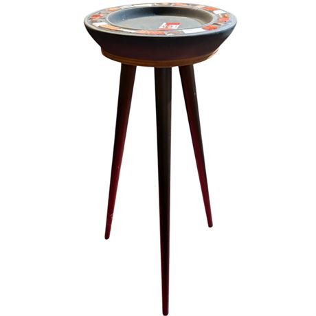 Mid Century Modern Tripod Tile Inlay Ashtray