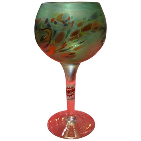 Vintage Art Glass Wine Glass Signed Arte Vargas