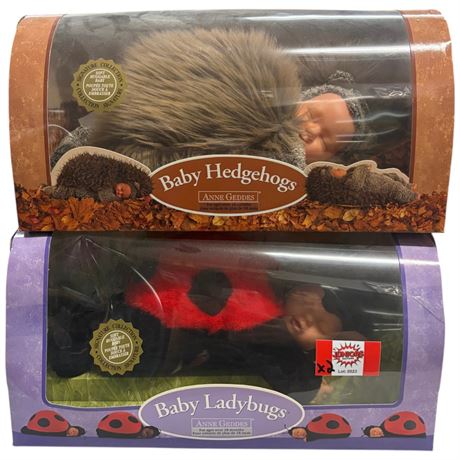 2 Vintage Anne Geddes, Hedgehog & Ladybug