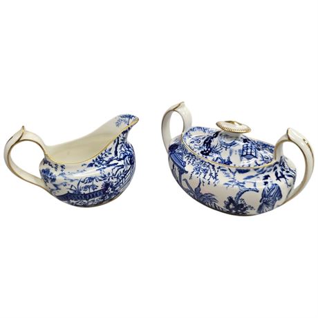 Vintage "Mikado" Royal Crown Derby Creamer & Sugar Dish