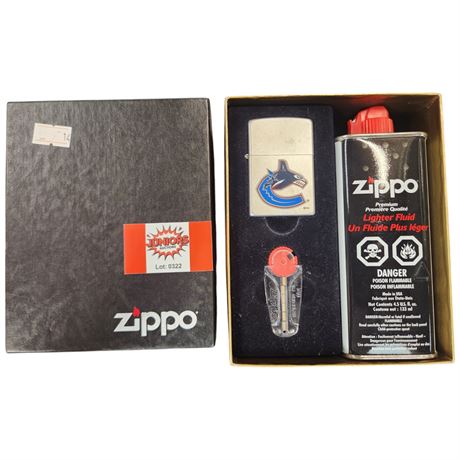 Zippo Deluxe Canucks Lighter Set In Original Case