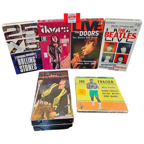 5 Music Concert Vhs Tapes & Joe Frazier 8Mm Home Movie