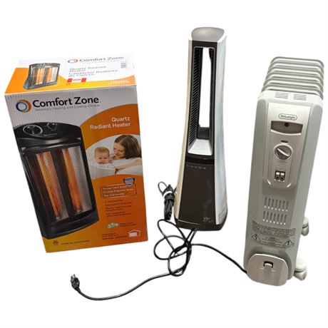 3 Heaters, Comfort Zone, Delonghi & Air Logic