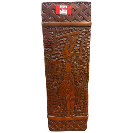 Resin Cane Holder With Embossed African Motif