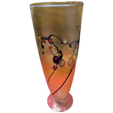 Vintage Iridescent Art Glass Vase, In Robert Held Style