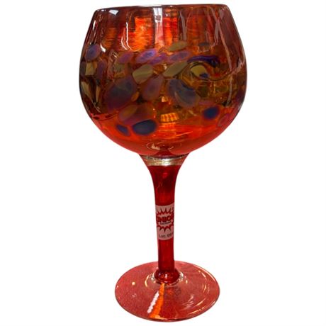 Vintage Art Glass Wine Glass Signed Arte Vargas
