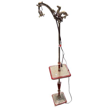 Vintage Bridge Lamp With Seahorse Motif