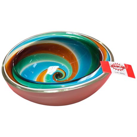 Heavy Art Glass Swirl Bowl