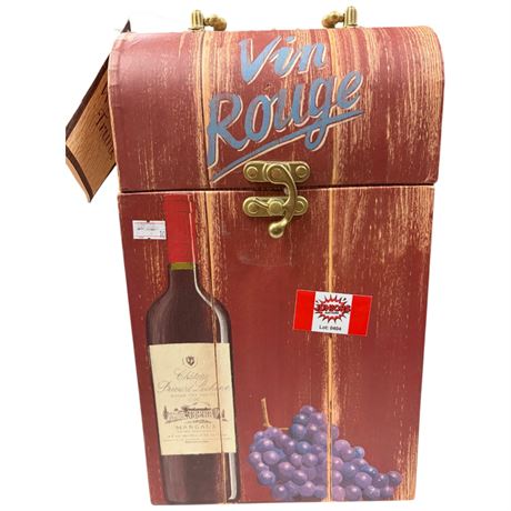 Vin Rouge Chest With 2 Sealed 750Mls Bottles Of Wine Merlot & Chelios
