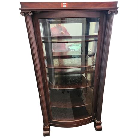 Dual Column S Curve Wood Display Cabinet