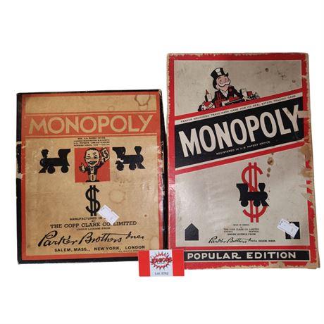 2 Early Monopoly Board Games, In Original Boxes