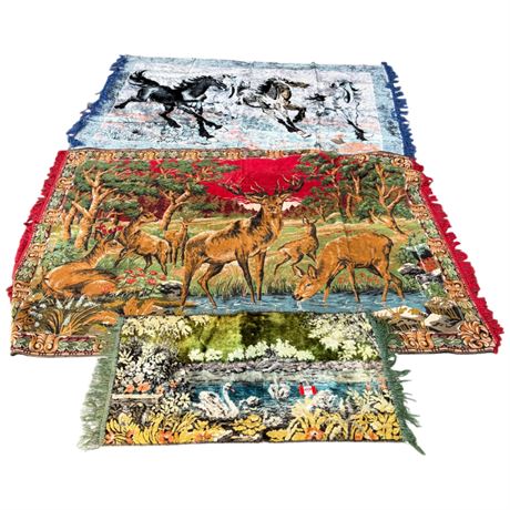 3 Vintage Woven Tapestries