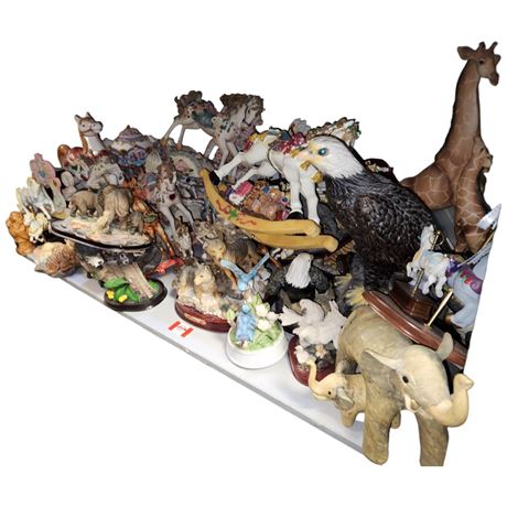 Very Large Assortment Of Collectible Resin Animal Statues, Etc..