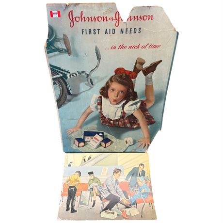 2 Vintage Cardboard Advertising Signs, Johnson & Johnson