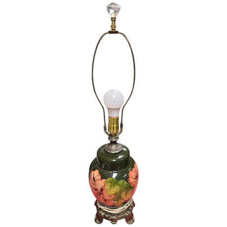 Large Vintage Moorcroft Lamp With Floral Motif
