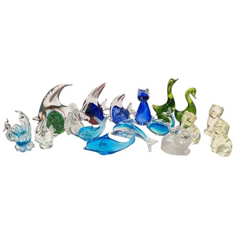 Large Assortment Of Art Glass Figurines