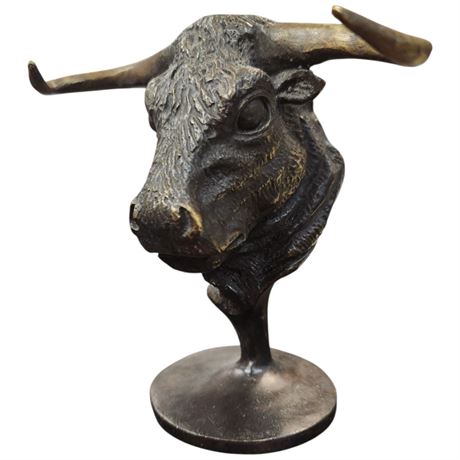 Bronze Bull Bust Table Weight