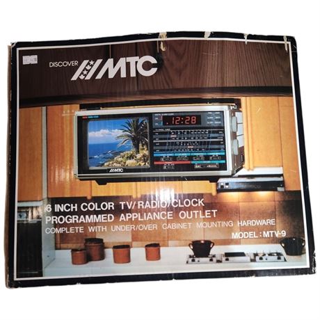 Vintage Mtc T.V Radio Clock Model Mtv-9, In Original Box
