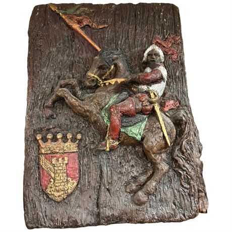 Large 1960S Spanish Conquistador On Horse 3D Wall Art