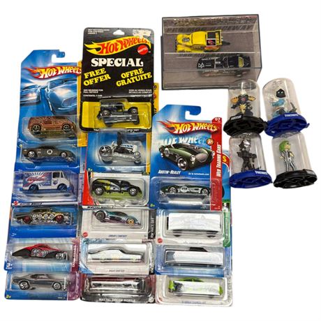 Large Assortment Of Hot wheels & Miniature Movie Figures