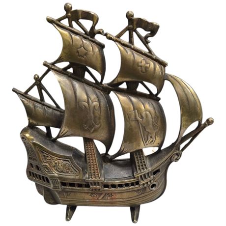 Vintage Brass Ship Mantle Lamp