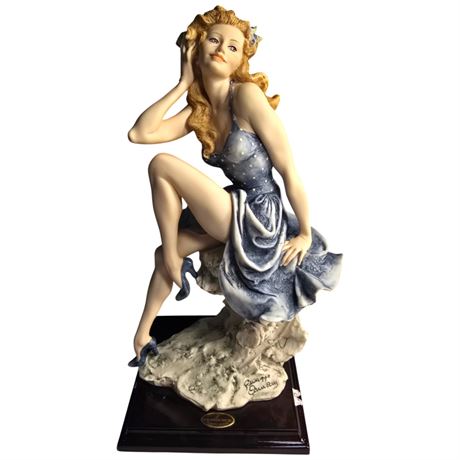 Giuseppe Armani "Waiting" Porcelain Figurine, On Wood Base