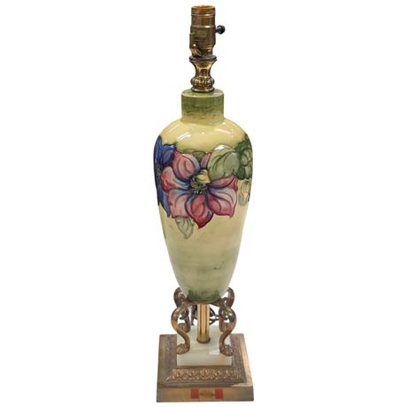Vintage Moorcroft Lamp On Onyx & Brass Base "Anemone"