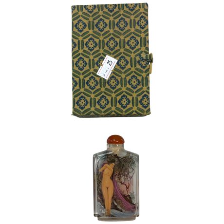 Vintage Reverse Painted Asian Snuff Bottle Depicting Nude Ladies