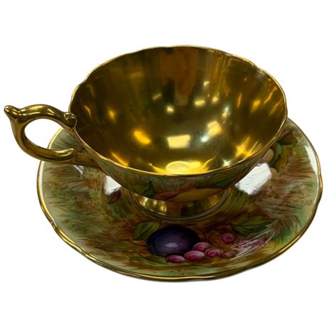 Vintage Signed Aynsley "Fruit Orchard" Tea Cup & Saucer