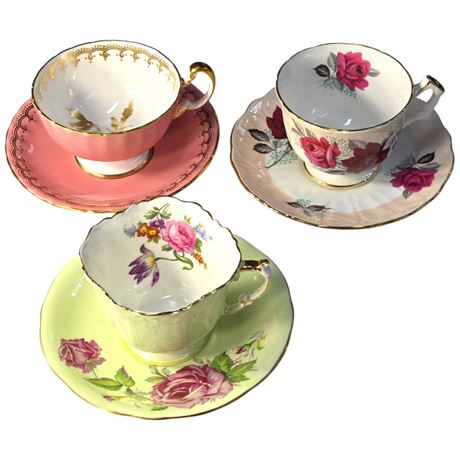 3 Aynsley Tea Cups & Saucers