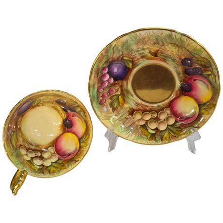 Vintage Signed Aynsley "Fruit Orchard" Tea Cup & Saucer