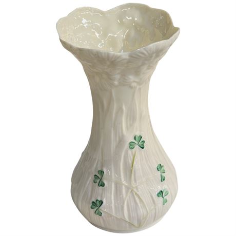 Vintage Belleek Vase, Gold Mark