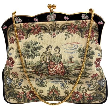 Vintage Ladies Tapestry Hand Bag