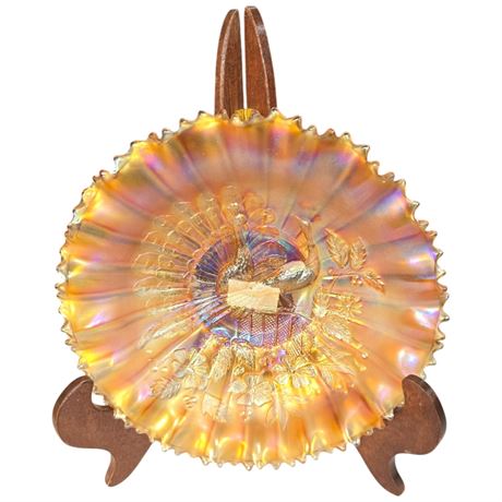 Early Carnival Glass "Peacocks On The Fence" Bowl