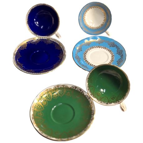 3 Shelley Tea Cups & Saucers