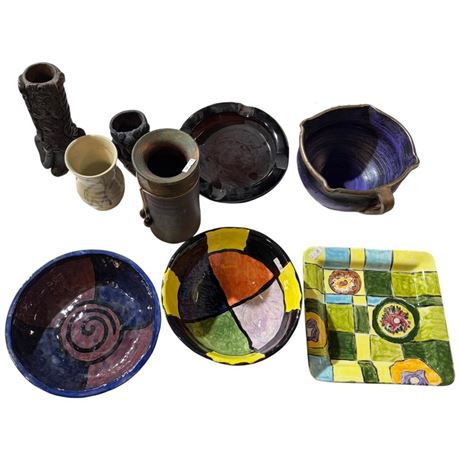 Vintage Art Pottery Bowls, Vases, Tikis, Etc..