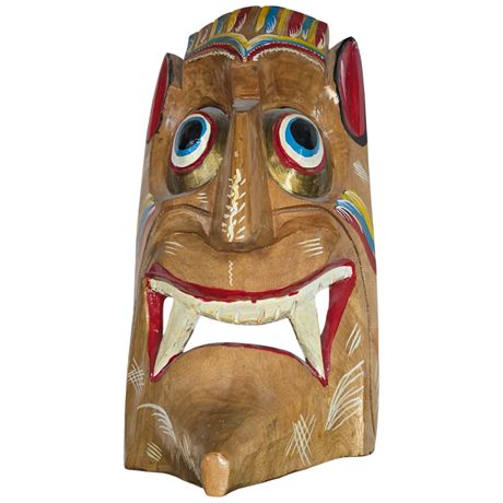 Hand Carved Wild Man Wood Mask