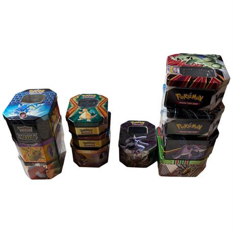 Large Assortment Of Empty Pokemon Tins