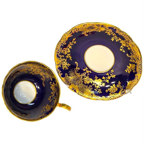 Vintage Aynsley "Blue & Gold" Tea Cup & Saucer