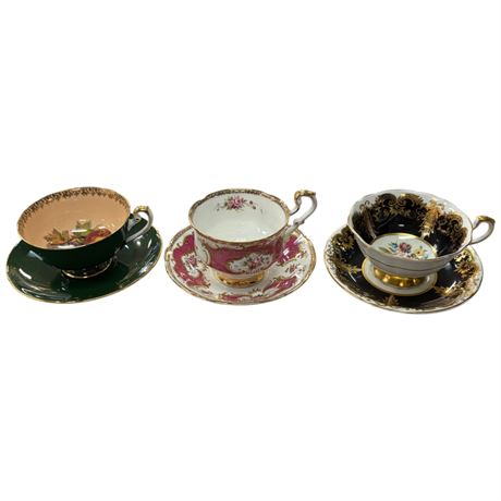 3 Paragon & Shelley Cups And Saucers